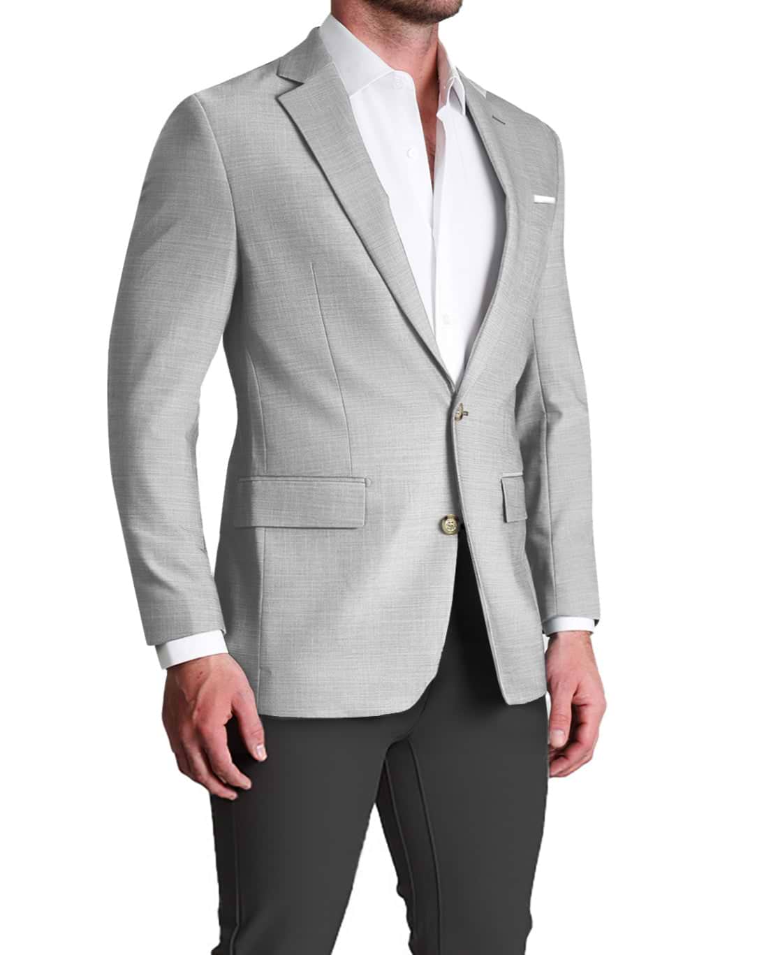 Athletic Fit Stretch Blazer - Lightweight Heathered Light Grey