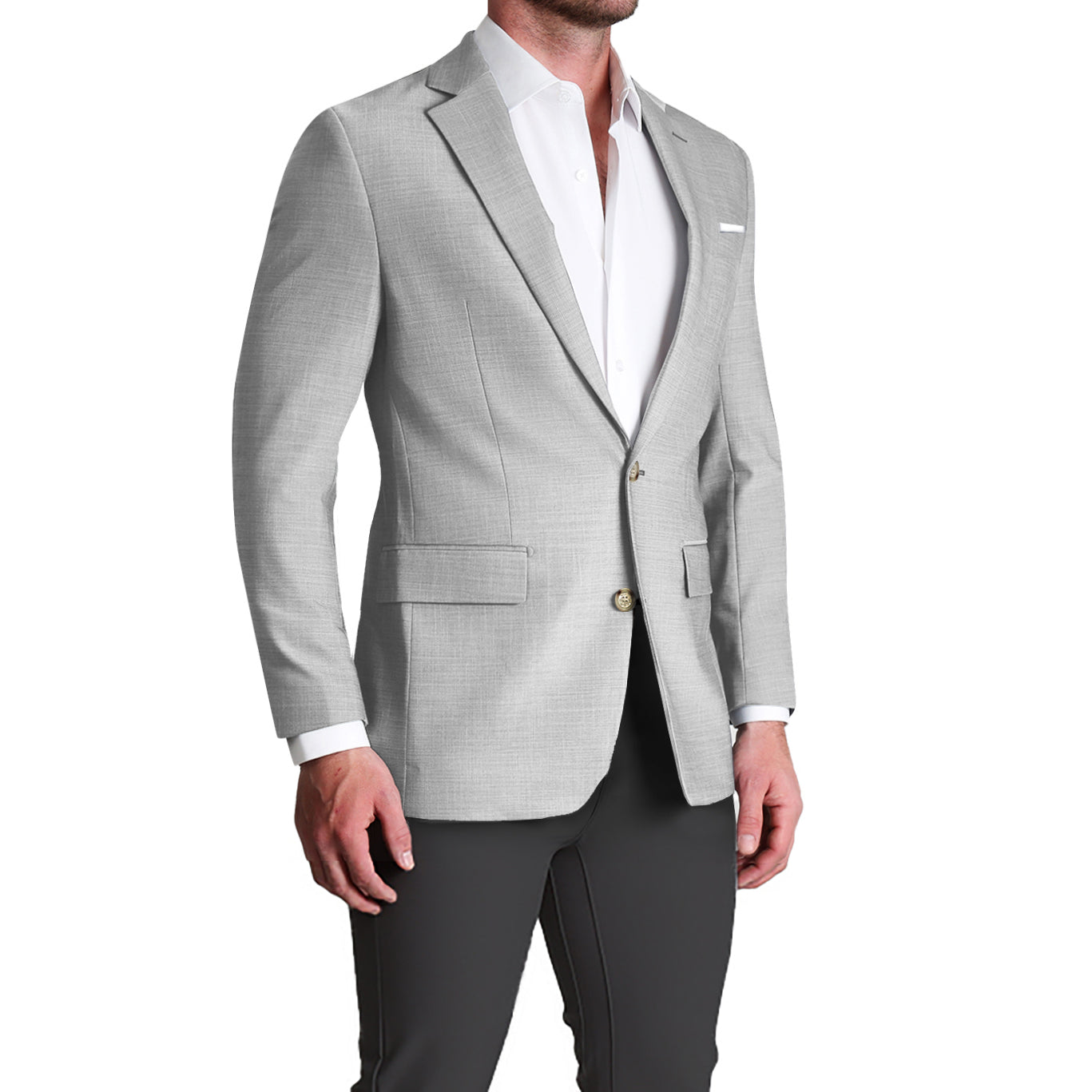 Athletic Fit Stretch Blazer - Lightweight Heathered Light Grey