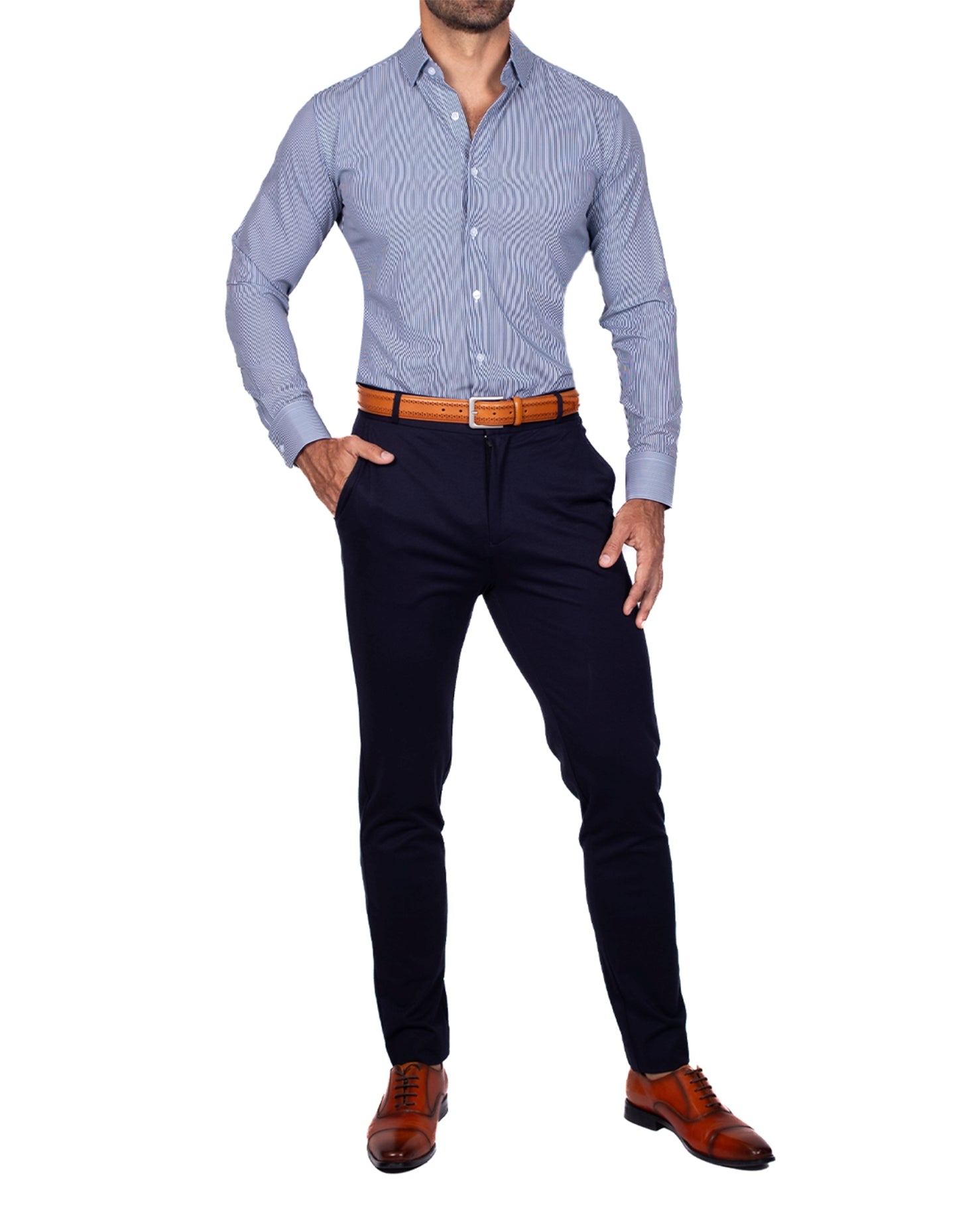 "The Hugo" Navy Pinstripe