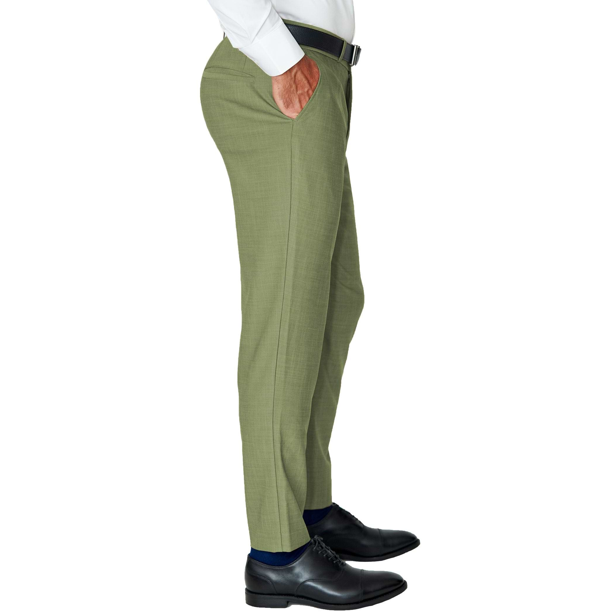 Athletic Fit Stretch Suit Pants - Heathered Forest Green