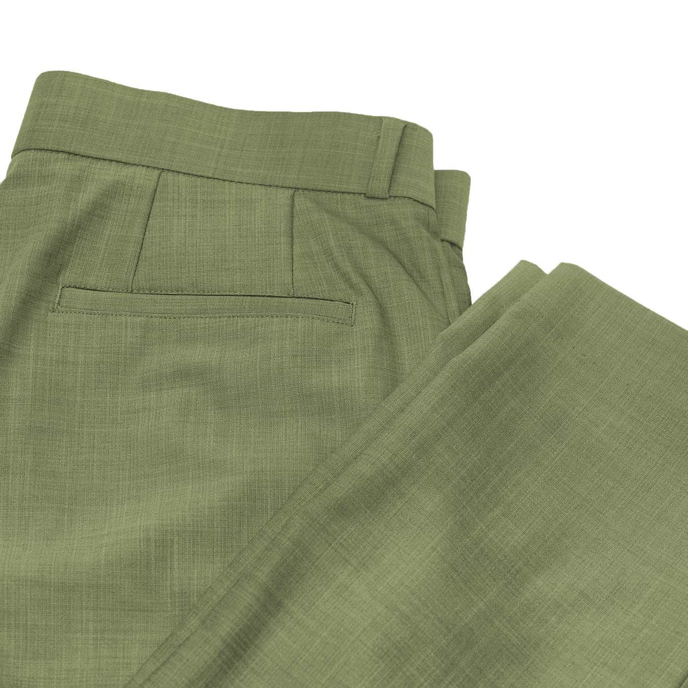 Athletic Fit Stretch Suit Pants - Heathered Forest Green