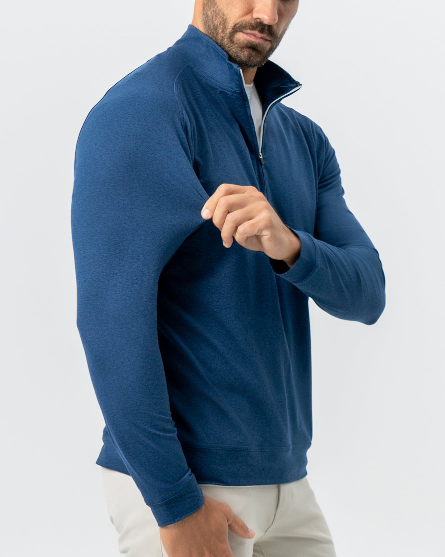 Tech Quarter Zip - Heathered Navy