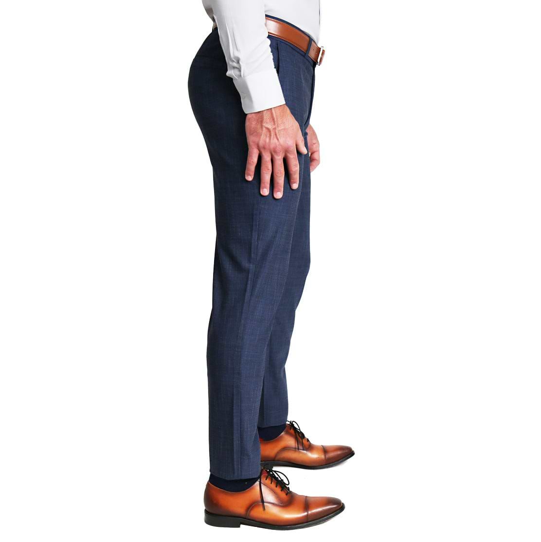 Athletic Fit Stretch Suit Pants - Heathered Navy