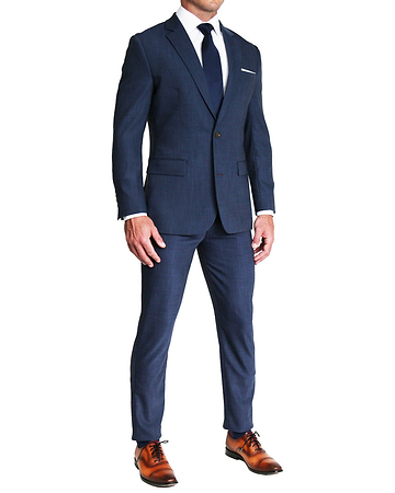Athletic Fit Stretch Suit - Heathered Navy