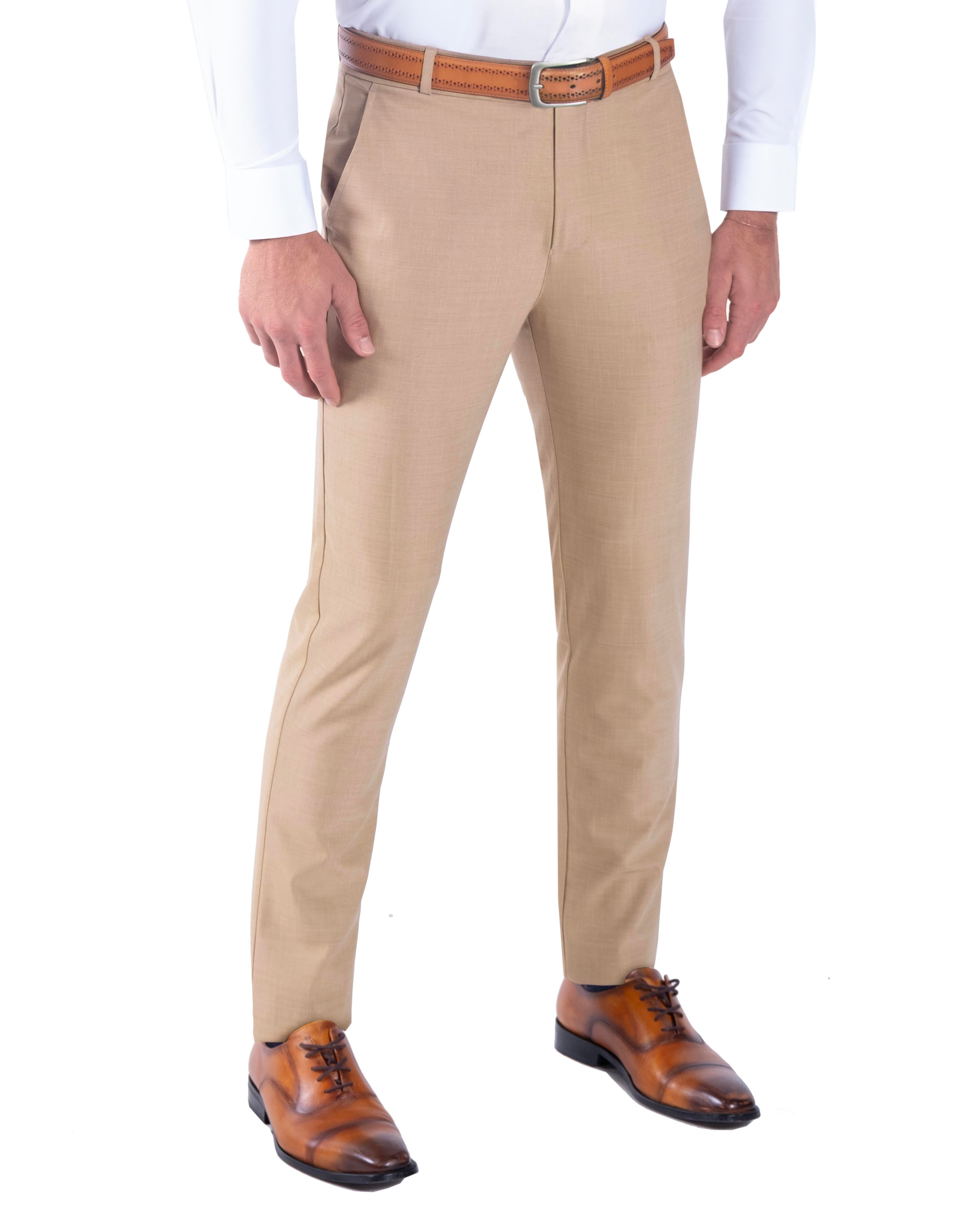 Athletic Fit Stretch Suit Pants - Heathered Sand