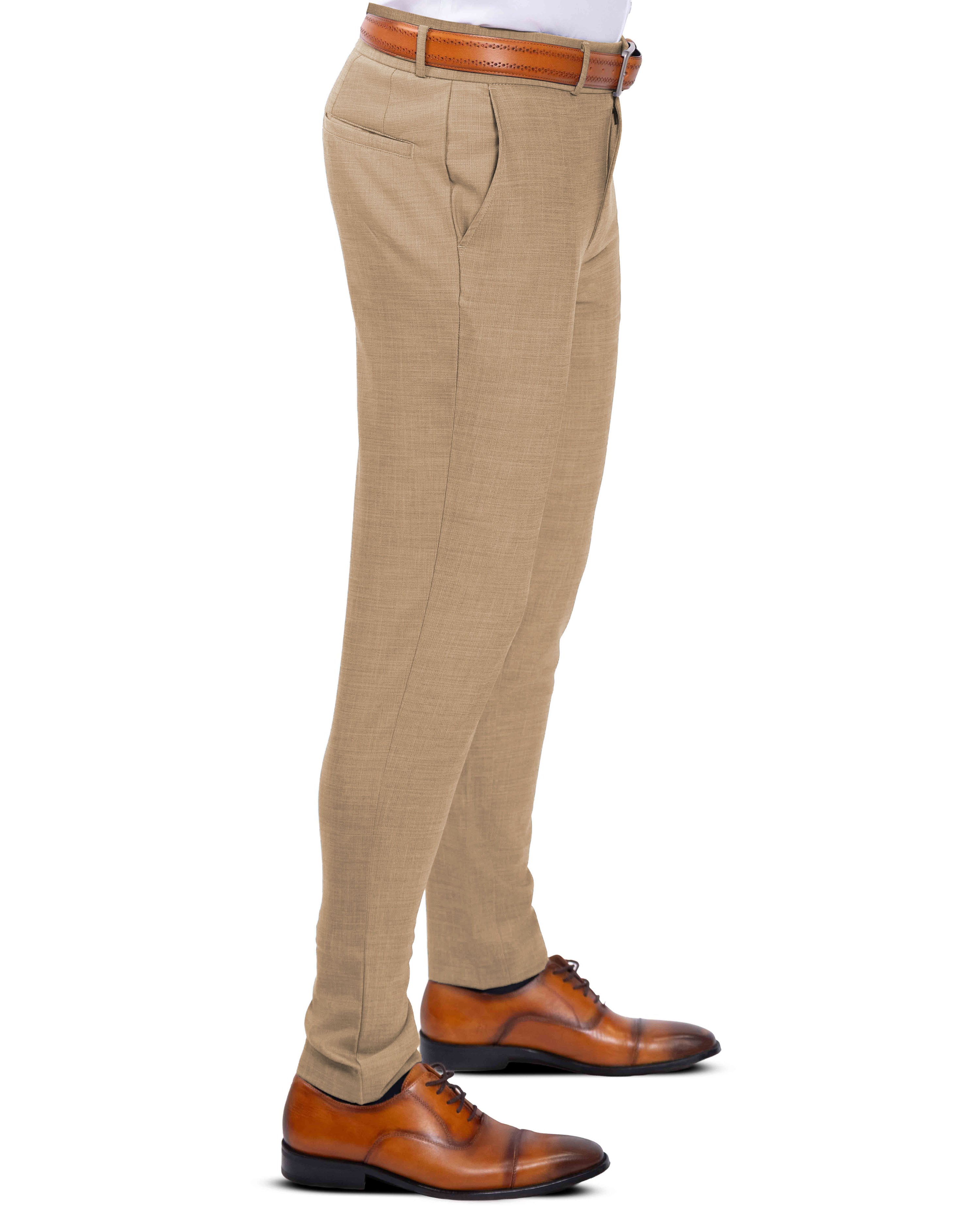 Athletic Fit Stretch Suit Pants - Heathered Sand