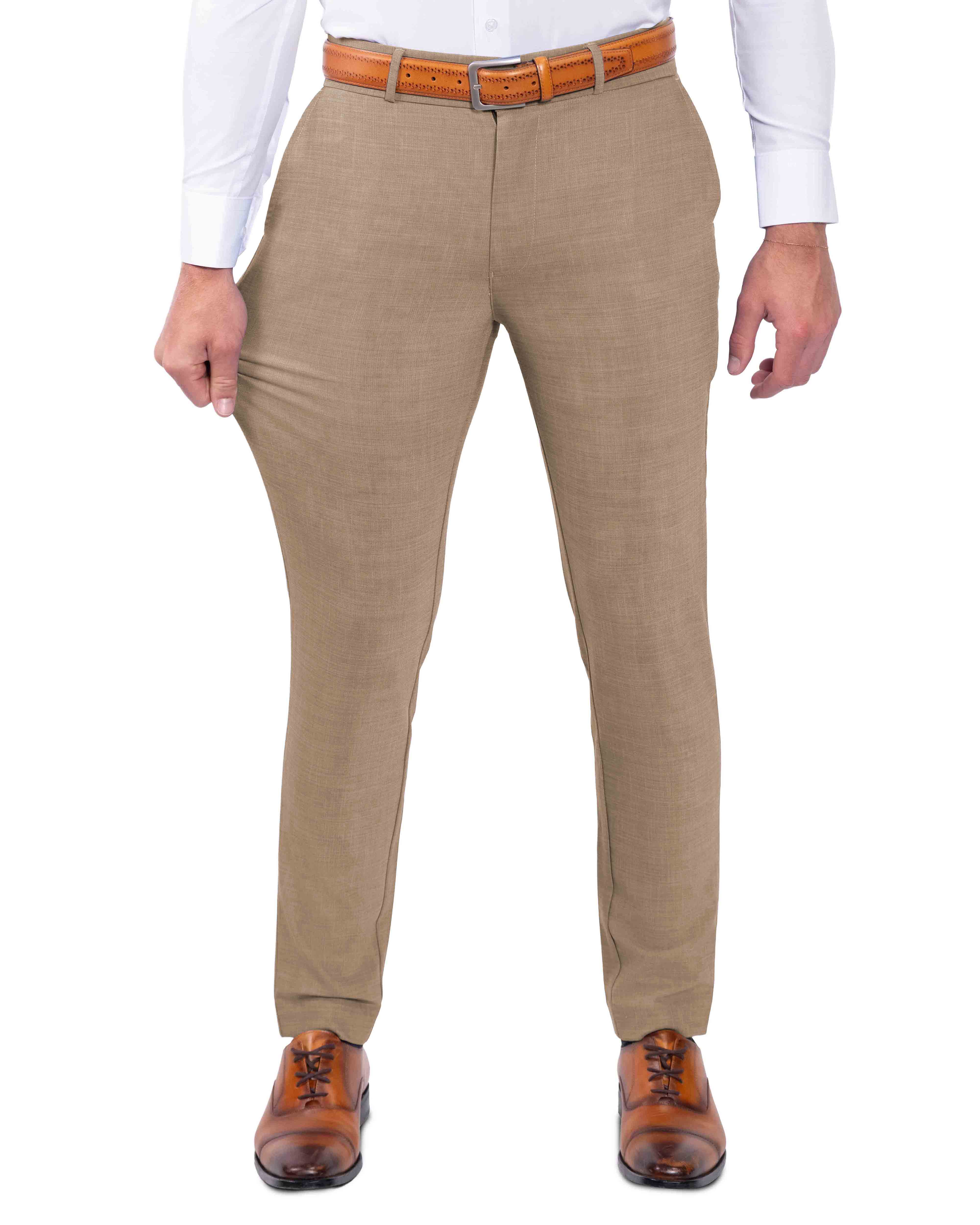 Athletic Fit Stretch Suit Pants - Heathered Sand