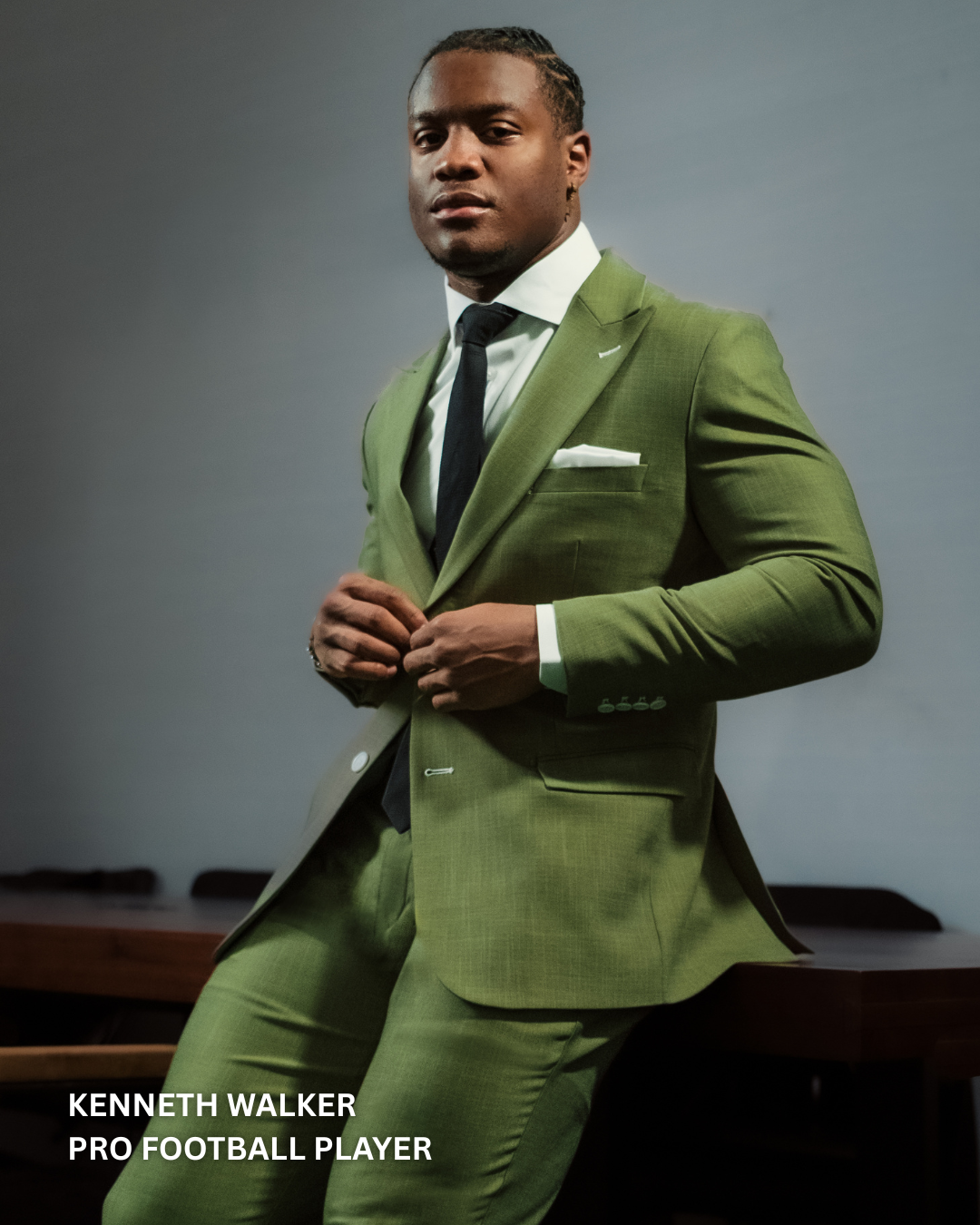 Athletic Fit Stretch Suit - Heathered Forest Green