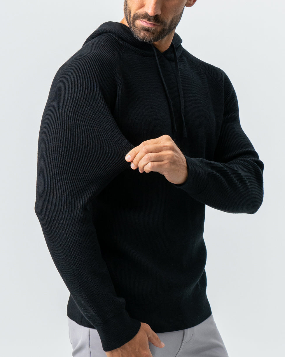 Heavy Knit Hoodie - Black