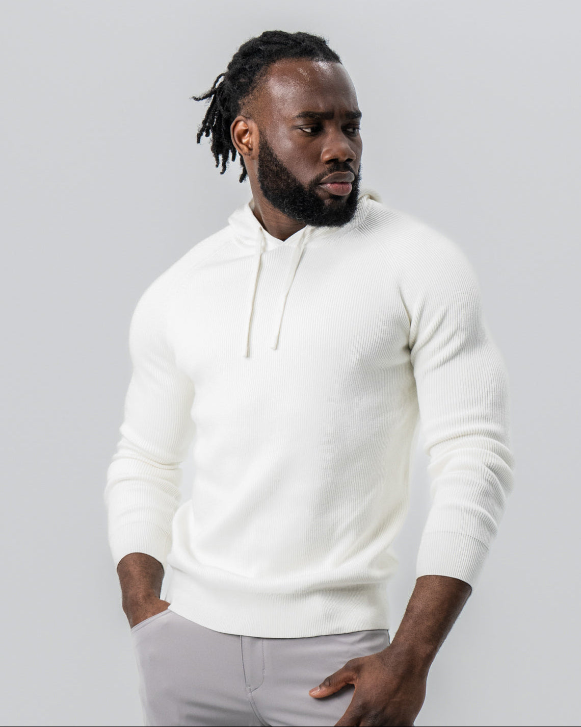 Heavy Knit Hoodie - Cream