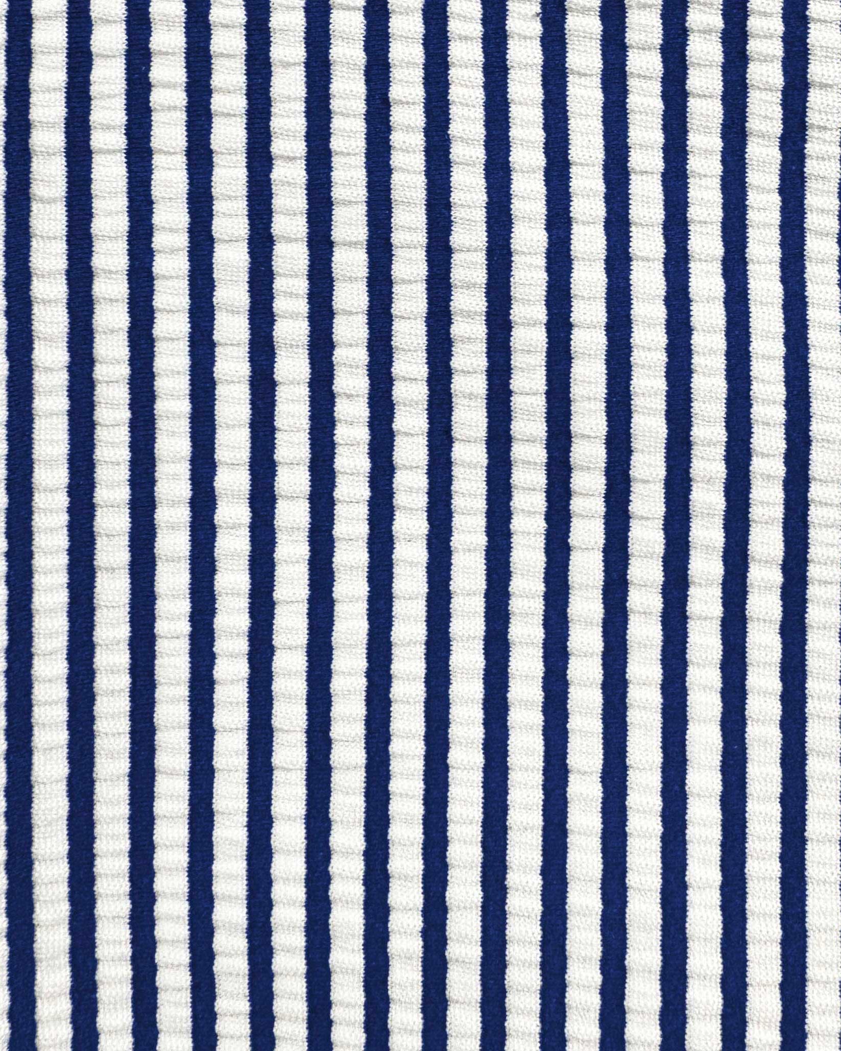 Athletic Fit Shorts - Navy & White Seersucker