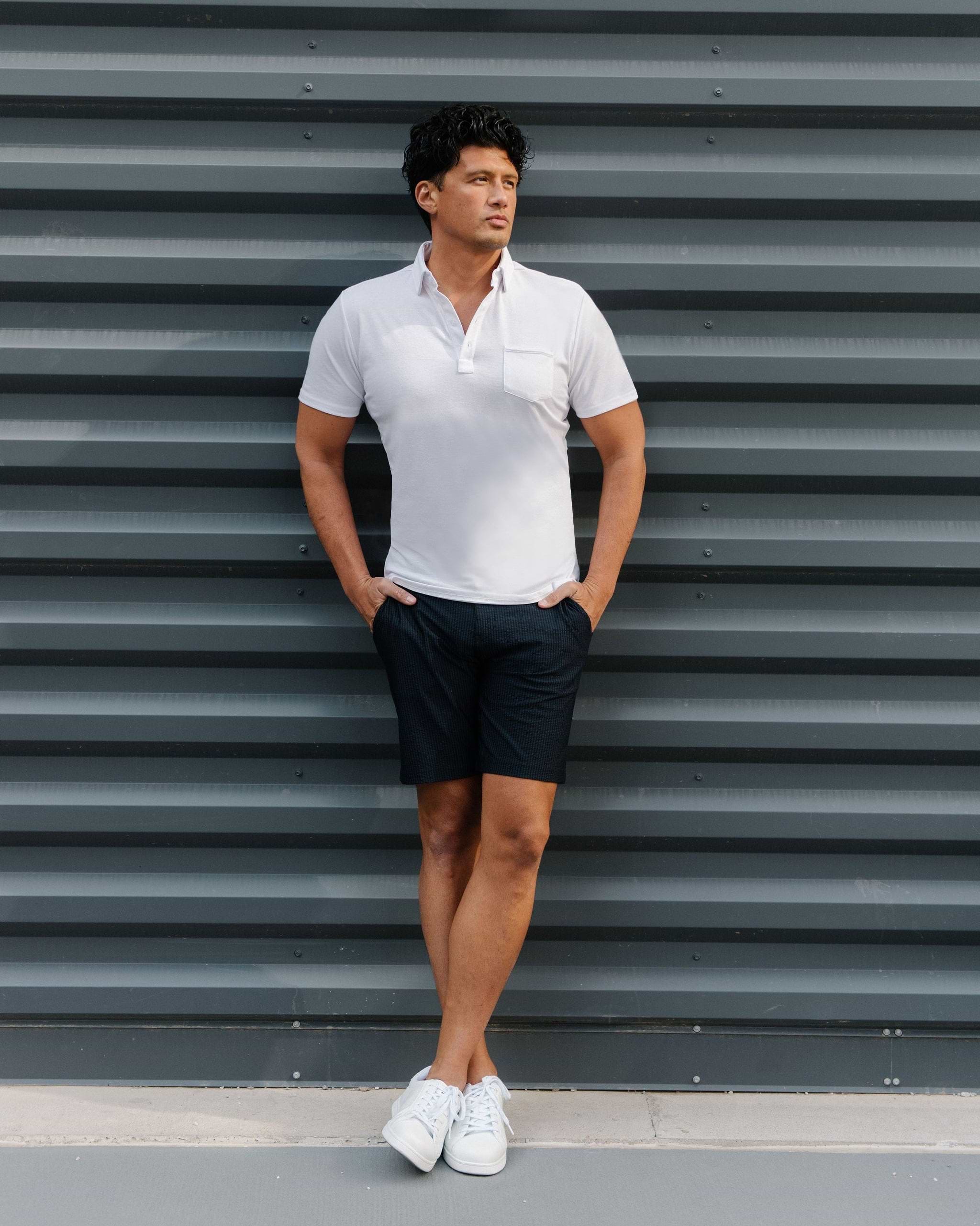 Athletic Fit Shorts - Navy Seersucker