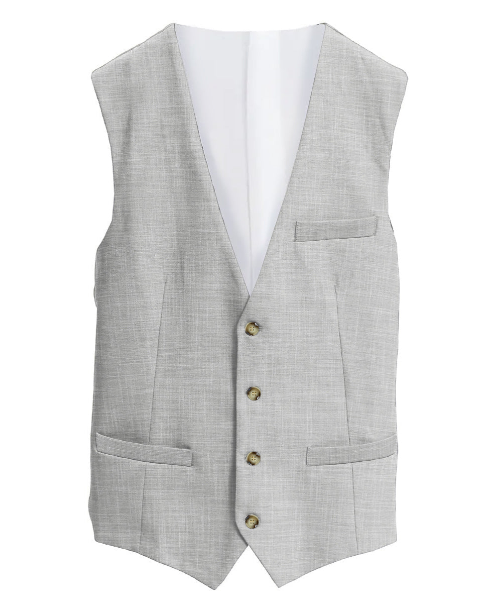 Athletic Fit Stretch Suit Vest - Lightweight Heathered Light Grey