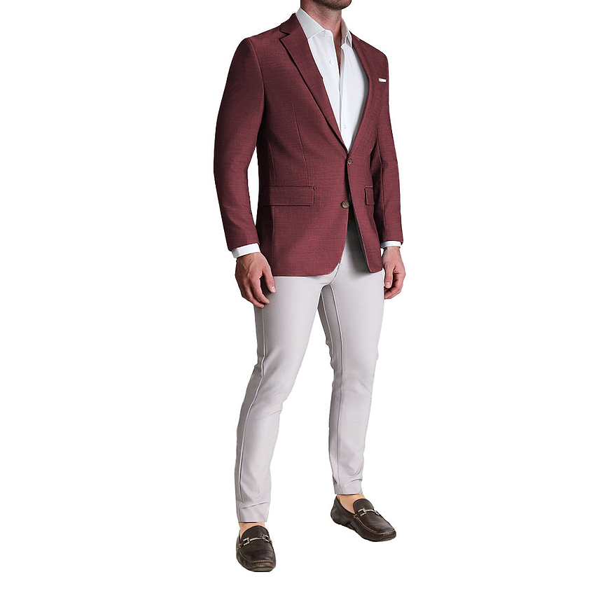 Athletic Fit Stretch Blazer - Heathered Maroon
