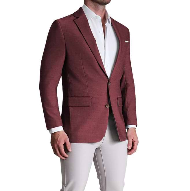 Athletic Fit Stretch Blazer - Heathered Maroon