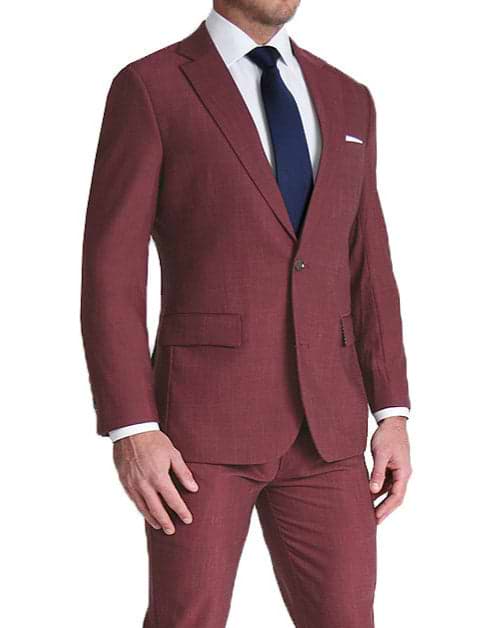 Athletic Fit Stretch Suit - Heathered Maroon