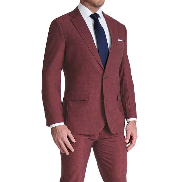 Athletic Fit Stretch Suit - Heathered Maroon