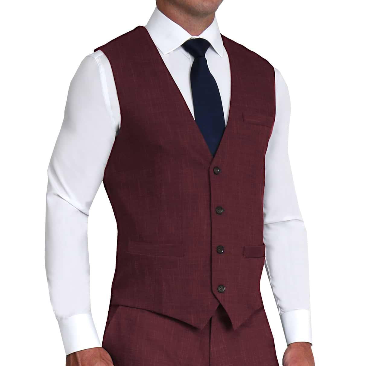 Athletic Fit Stretch Suit Vest - Heathered Maroon