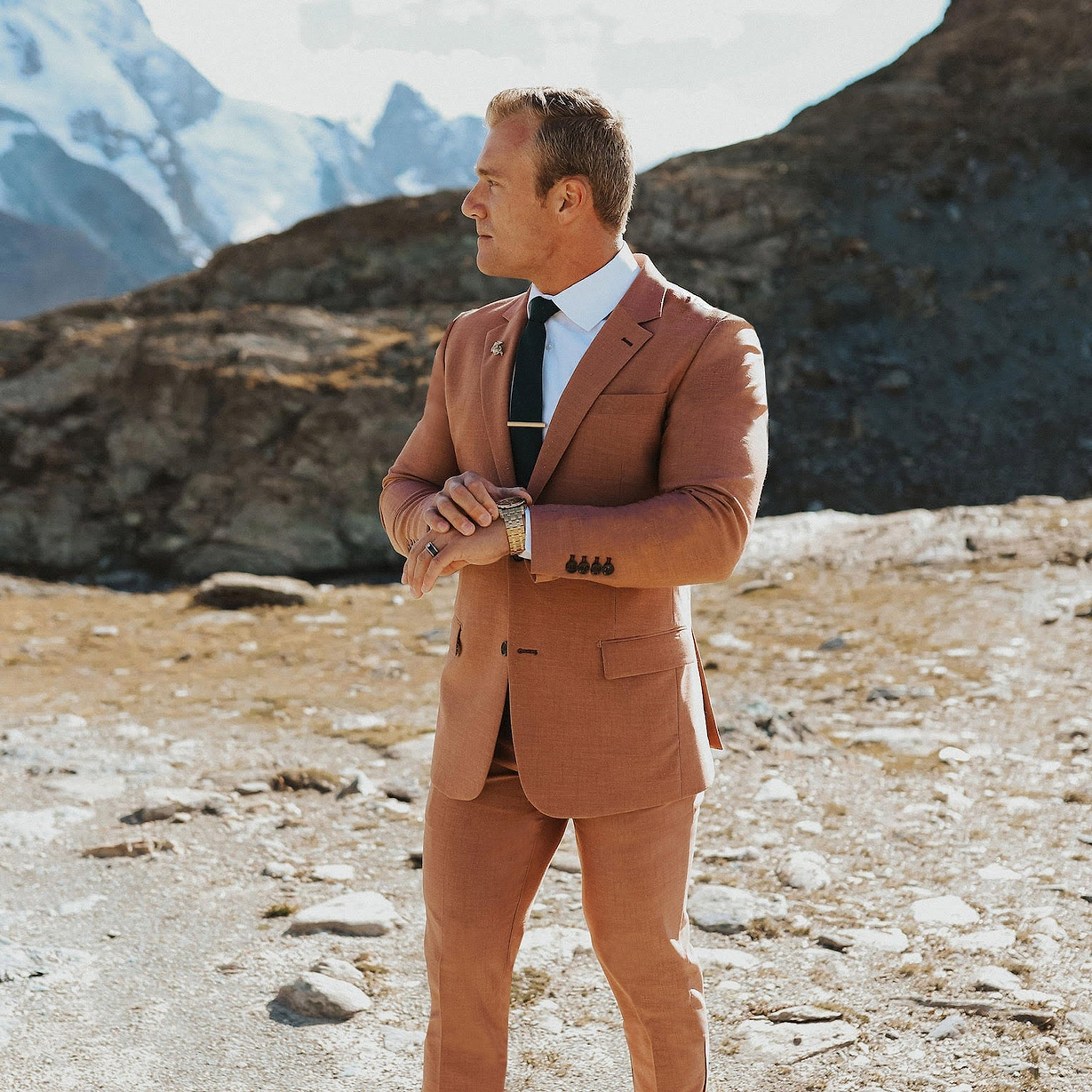 Athletic Fit Stretch Blazer - Heathered Copper