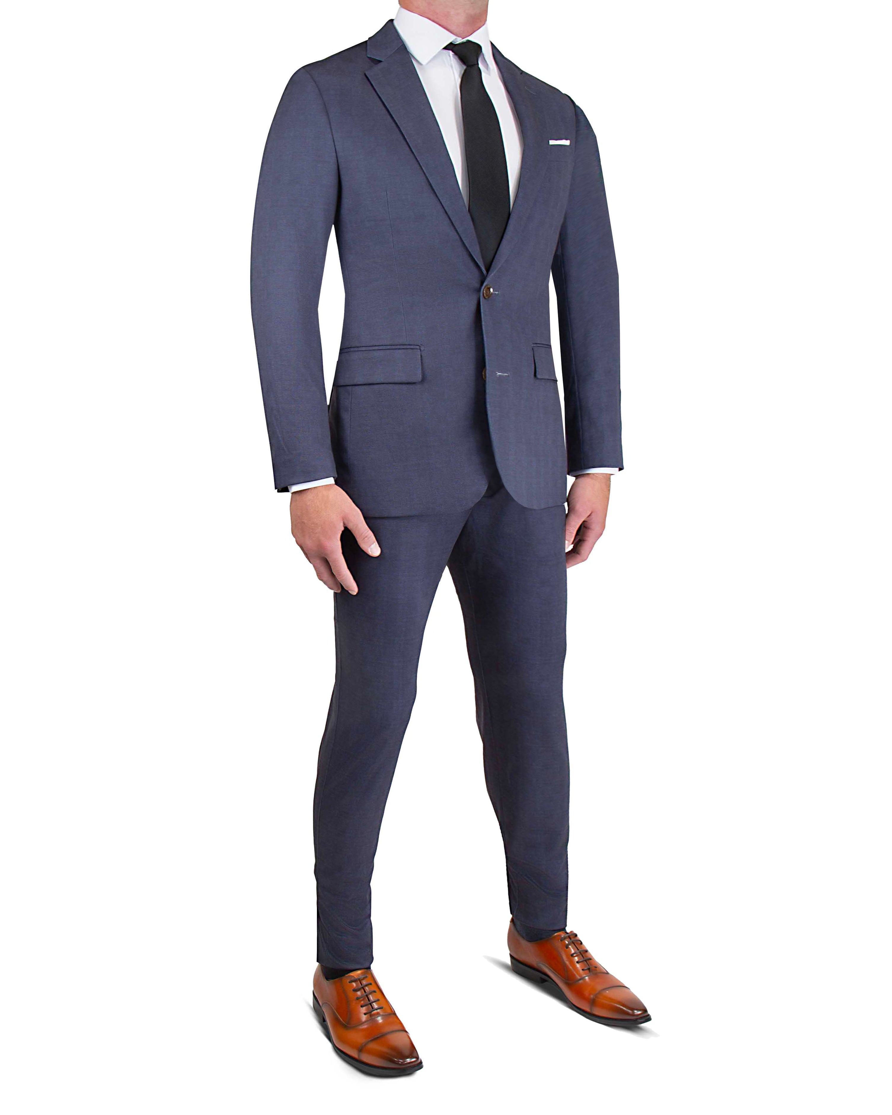 Athletic Fit Stretch Suit - Midnight Navy Plaid