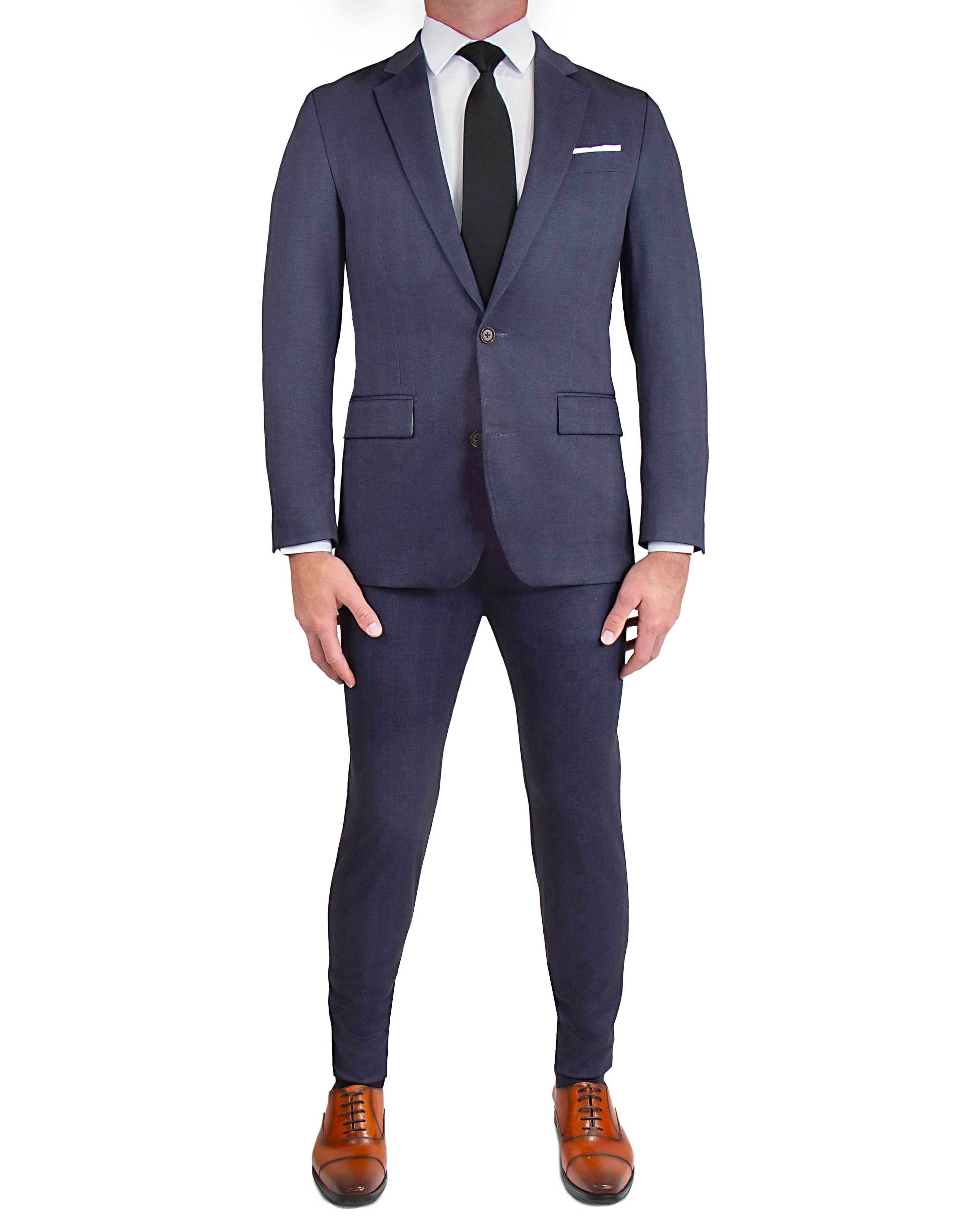 Athletic Fit Stretch Suit - Midnight Navy Plaid
