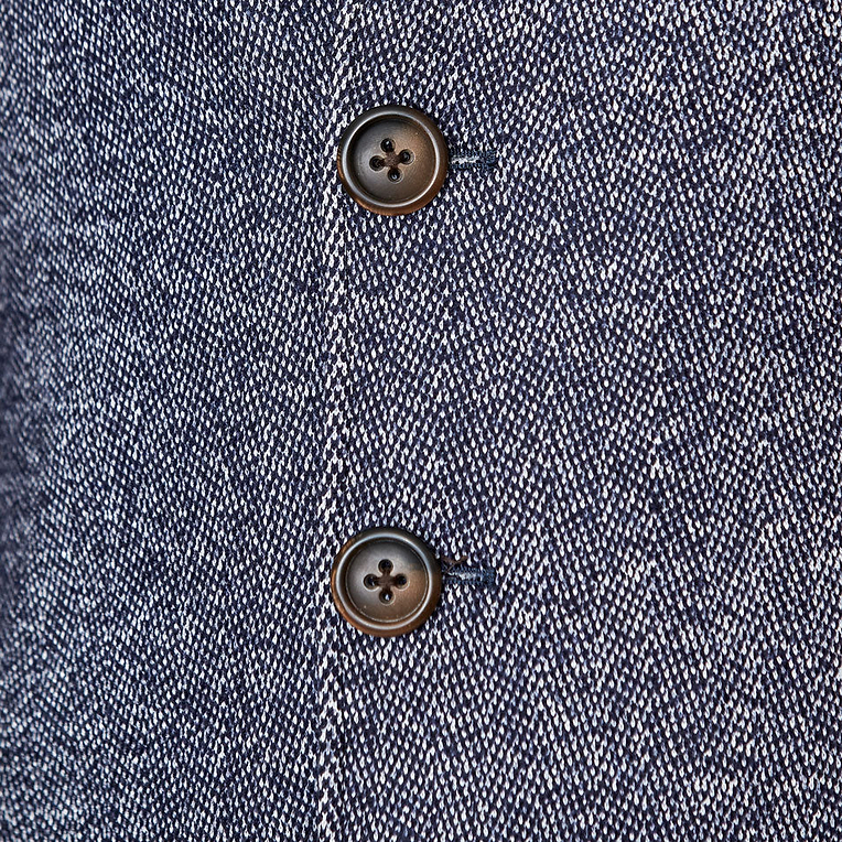 Open Button Overcoat - Navy Herringbone