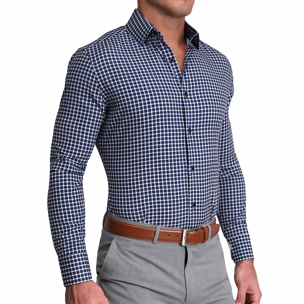 "The Callahan" Blue and White Mini Plaid - Classic Fit