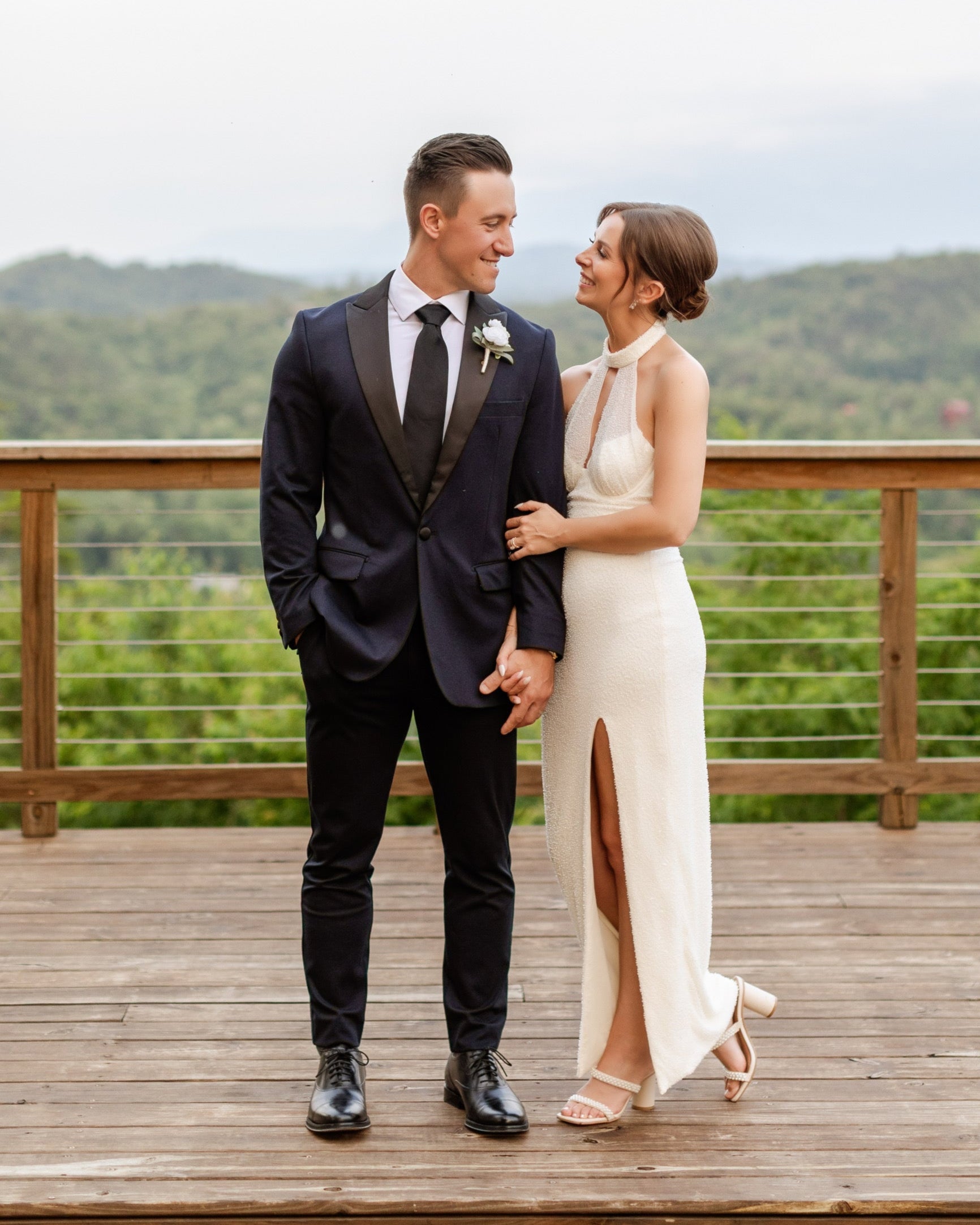 Athletic Fit Stretch Tuxedo - Navy with Peak Lapel