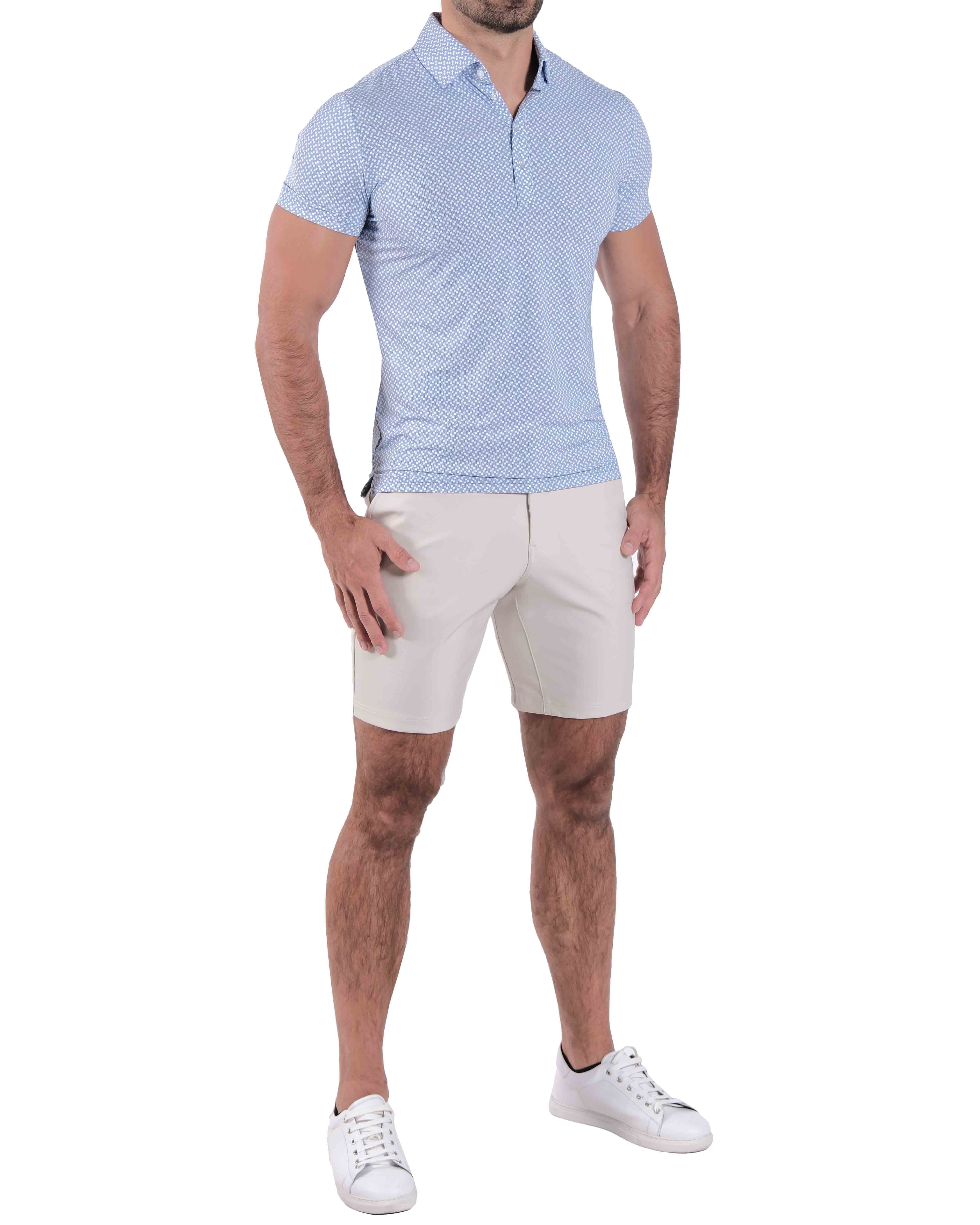 "The Normandy" Navy Micro Stripe & White Cubes