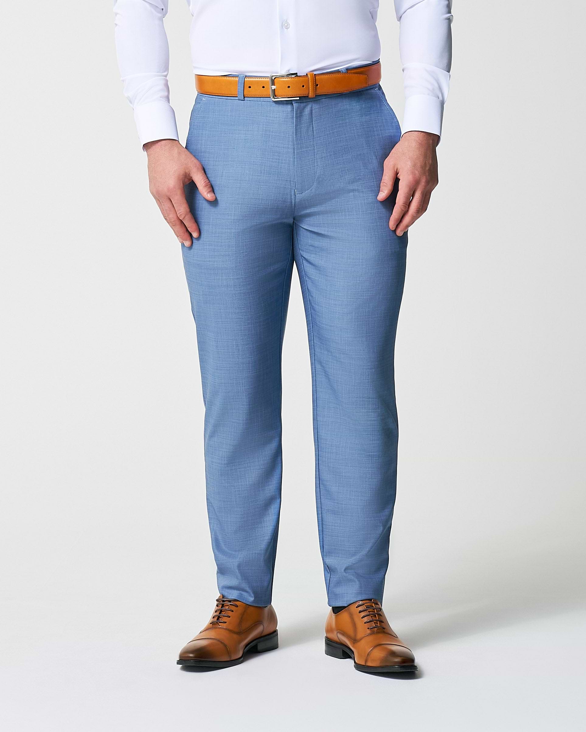 Athletic Fit Stretch Suit Pants - Heathered Light Blue