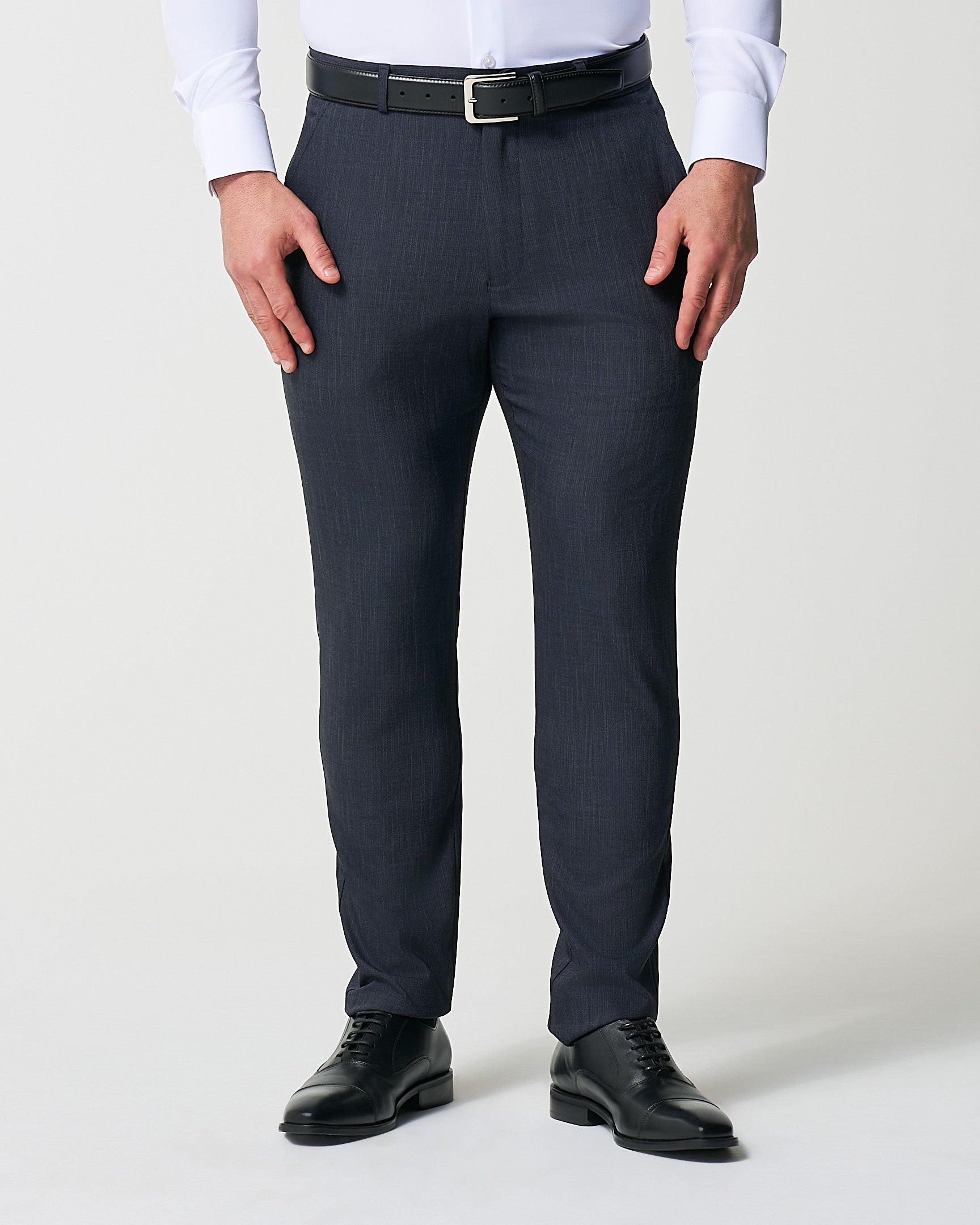 Athletic Fit Stretch Suit Pants - Heathered Midnight Navy