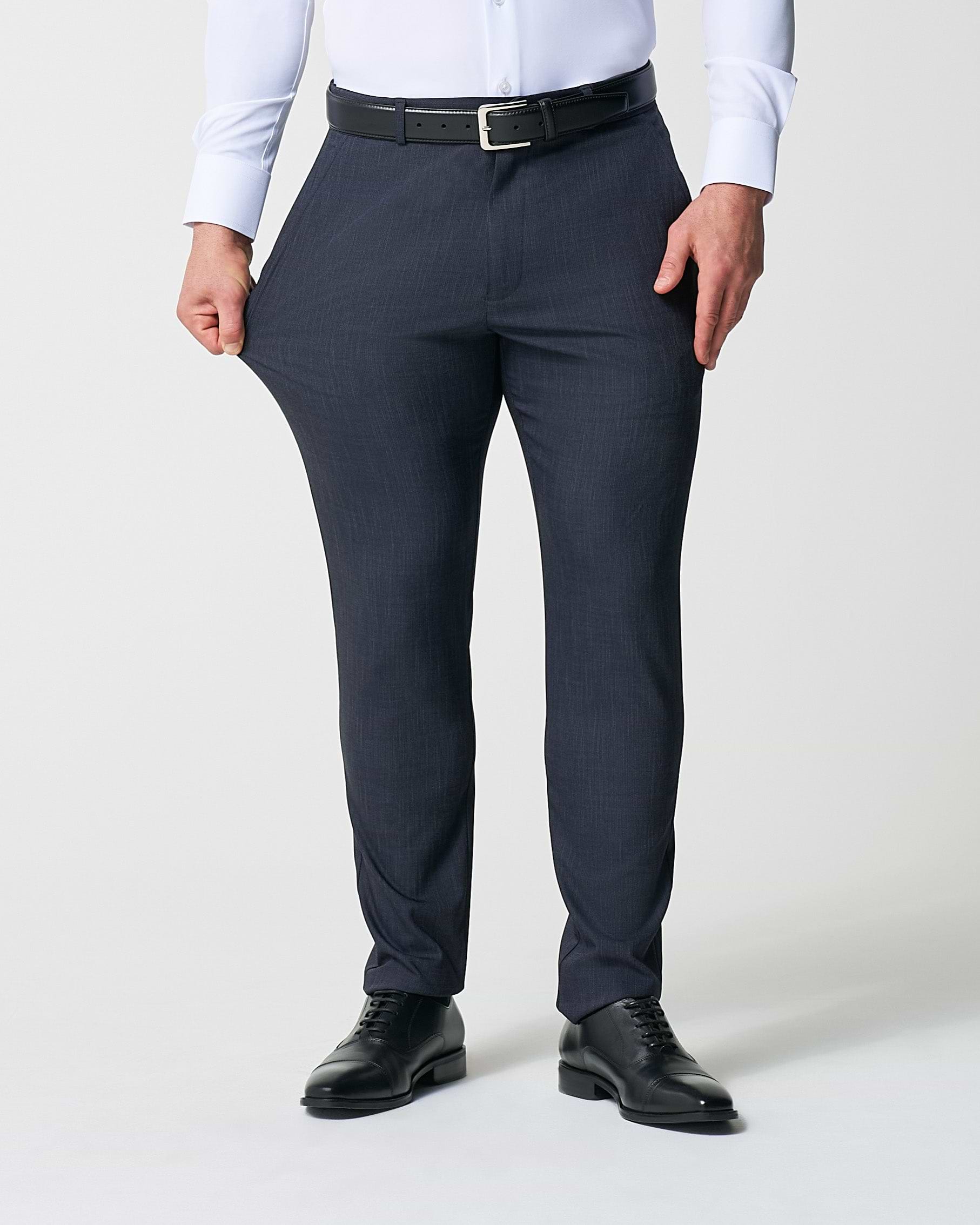 Athletic Fit Stretch Suit Pants - Heathered Midnight Navy