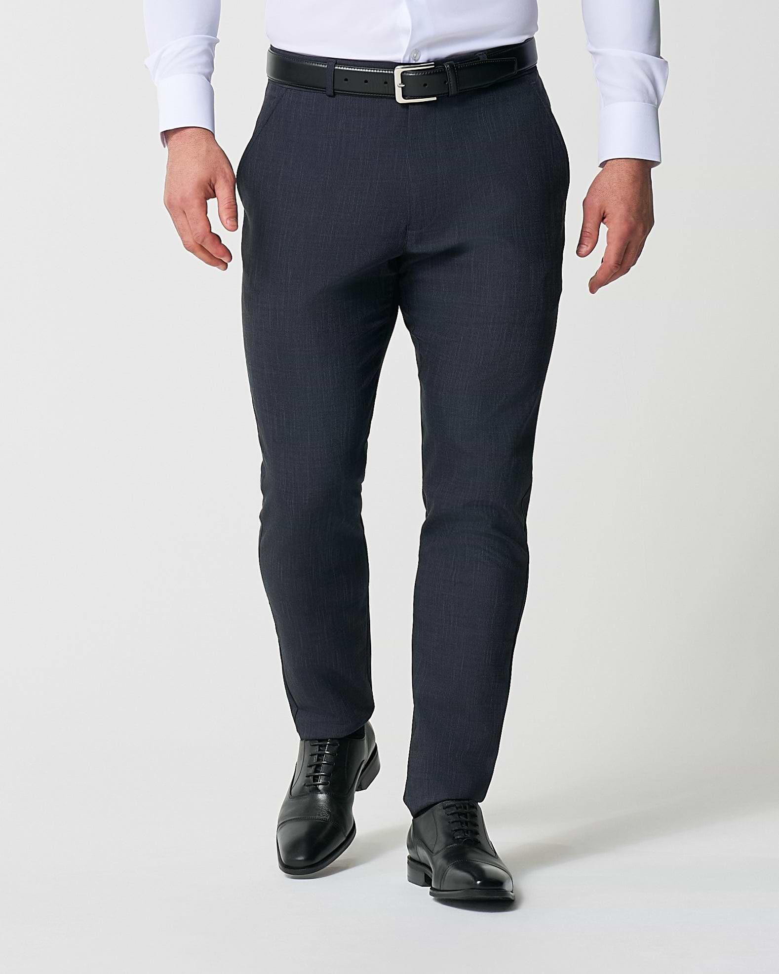 Athletic Fit Stretch Suit Pants - Heathered Midnight Navy