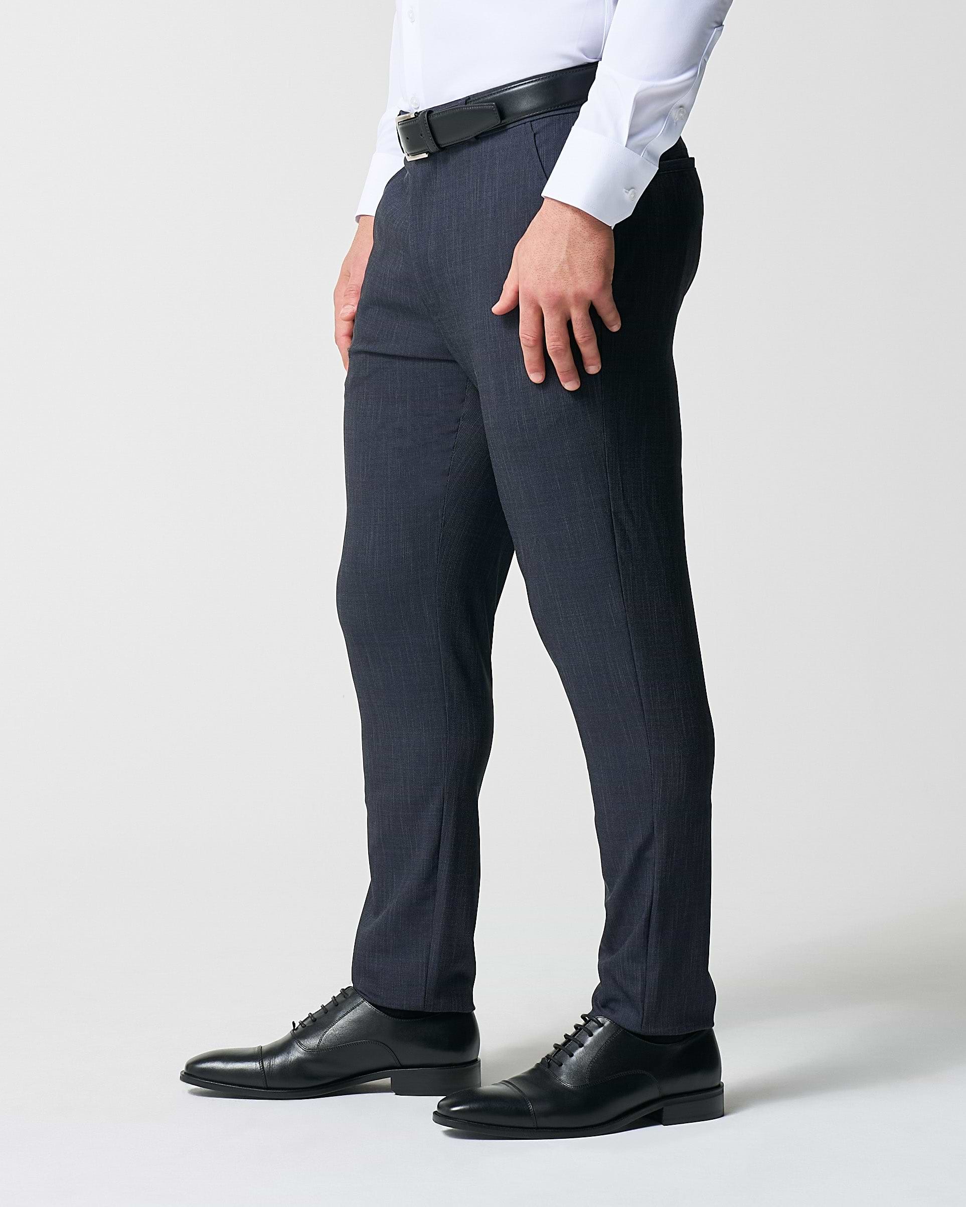 Athletic Fit Stretch Suit Pants - Heathered Midnight Navy