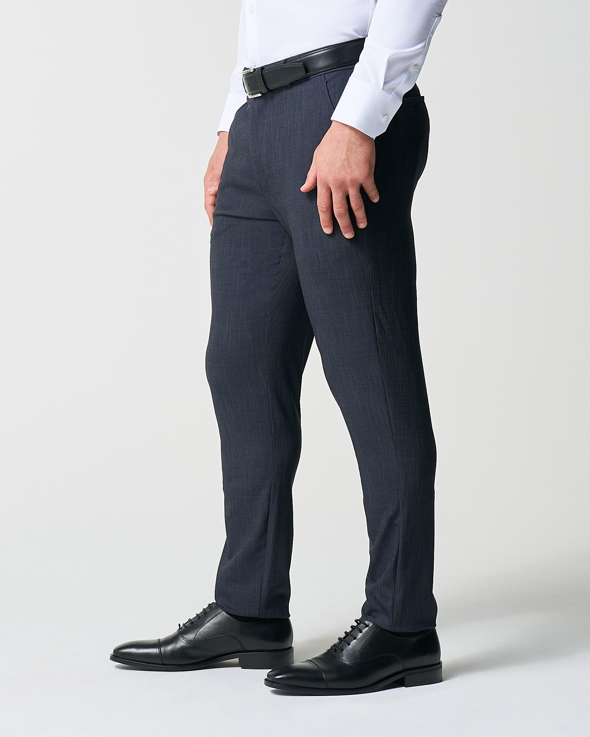 Athletic Fit Stretch Suit Pants - Heathered Midnight Navy