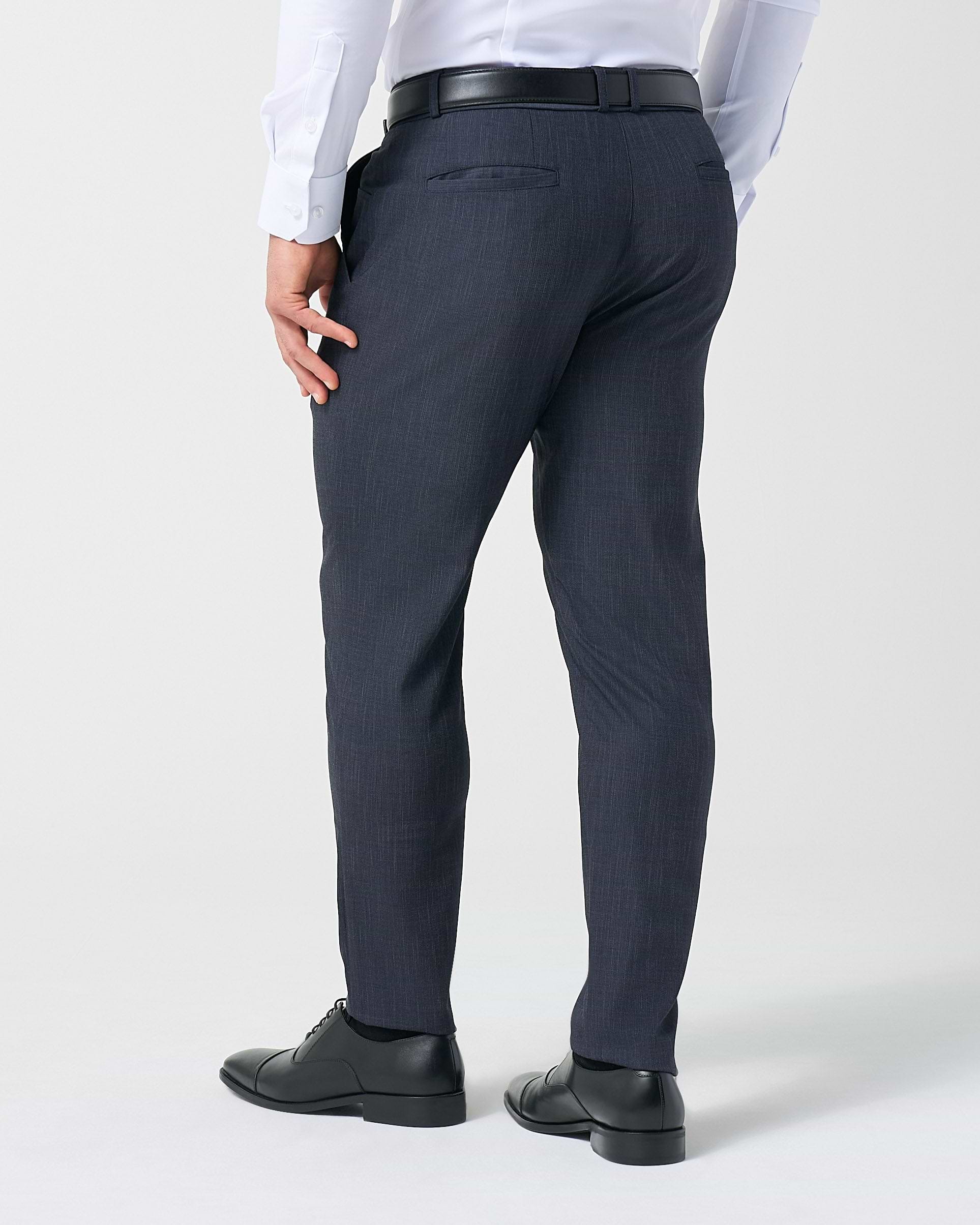 Athletic Fit Stretch Suit Pants - Heathered Midnight Navy