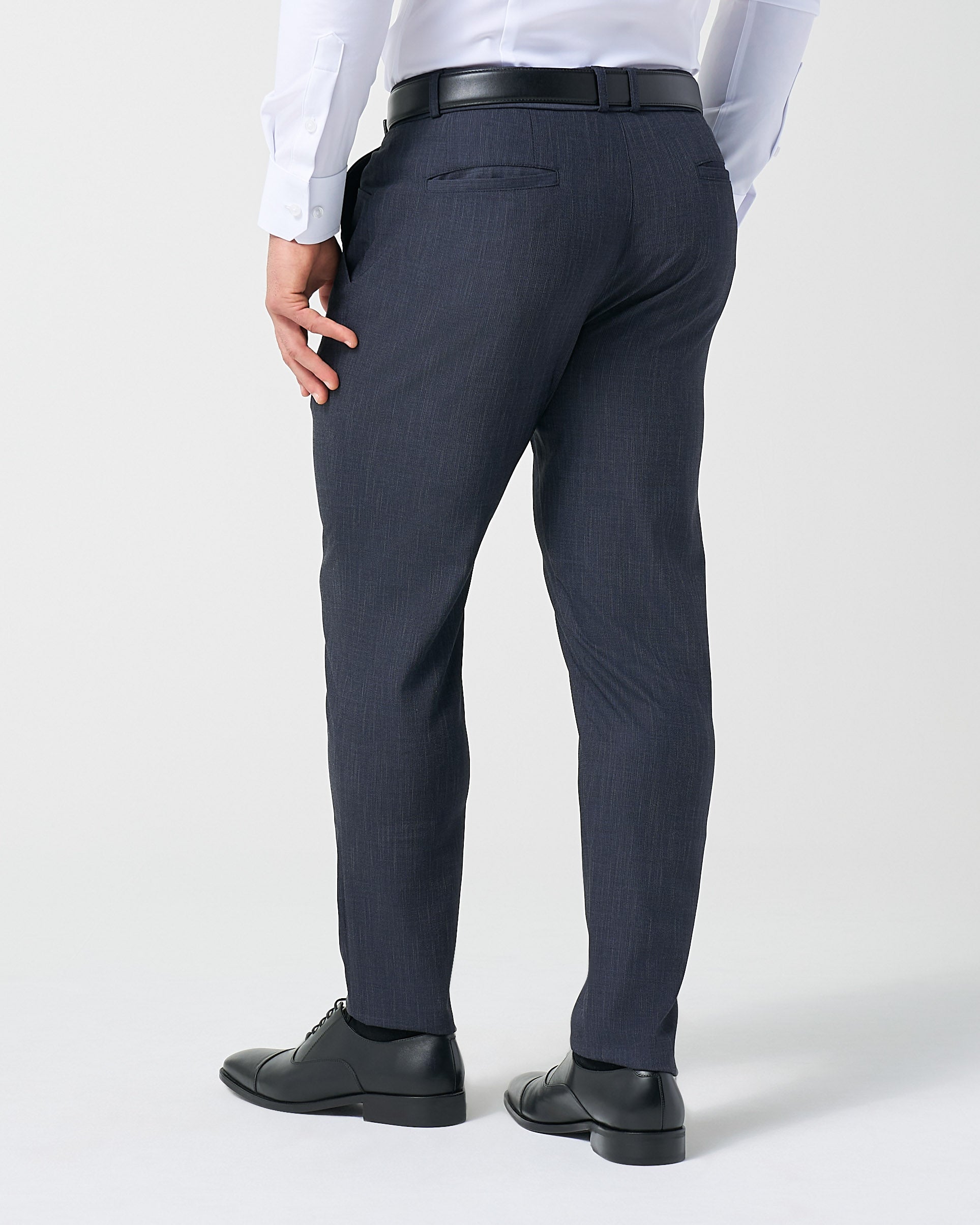 Athletic Fit Stretch Suit Pants - Heathered Midnight Navy