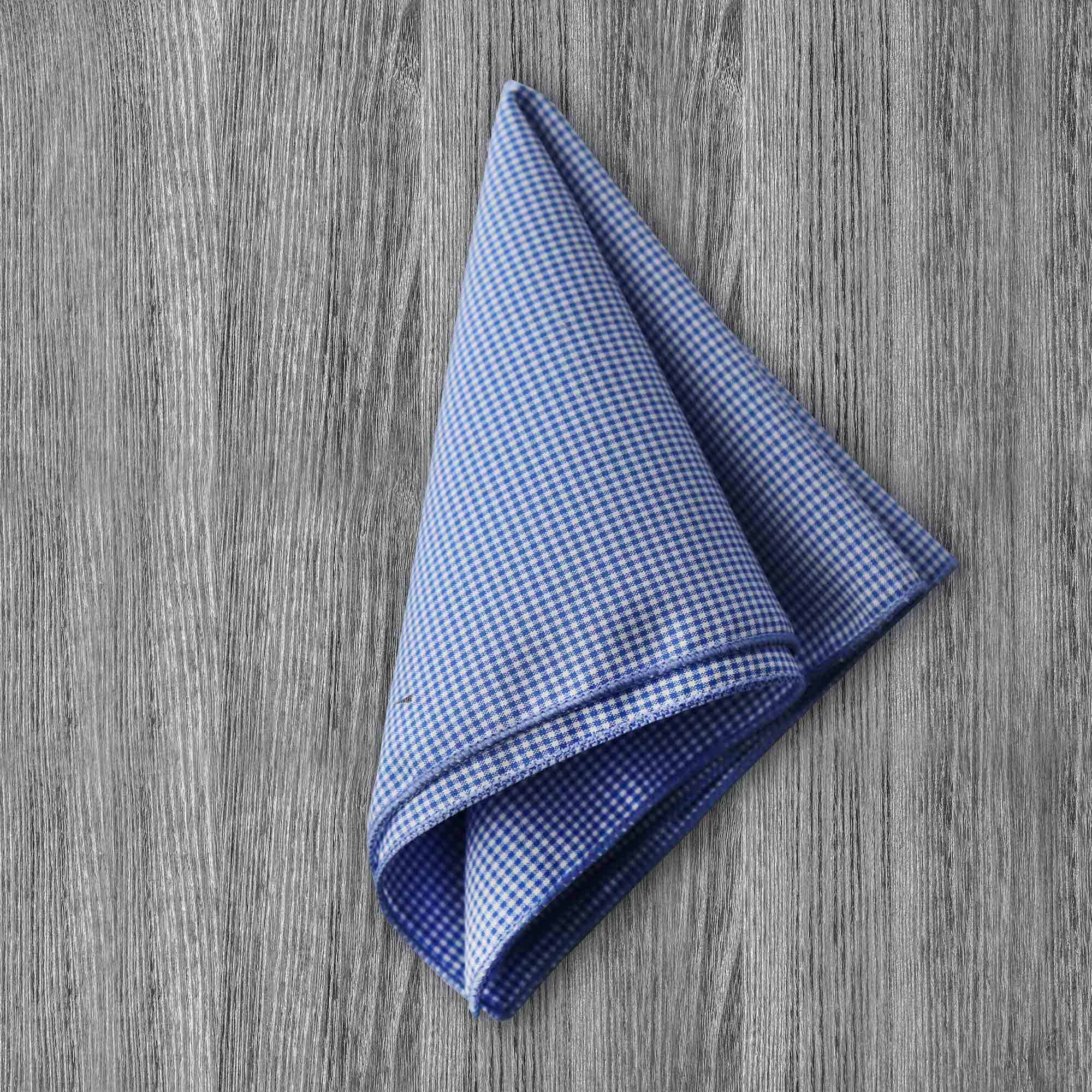 Pocket Square - Blue Microcheck