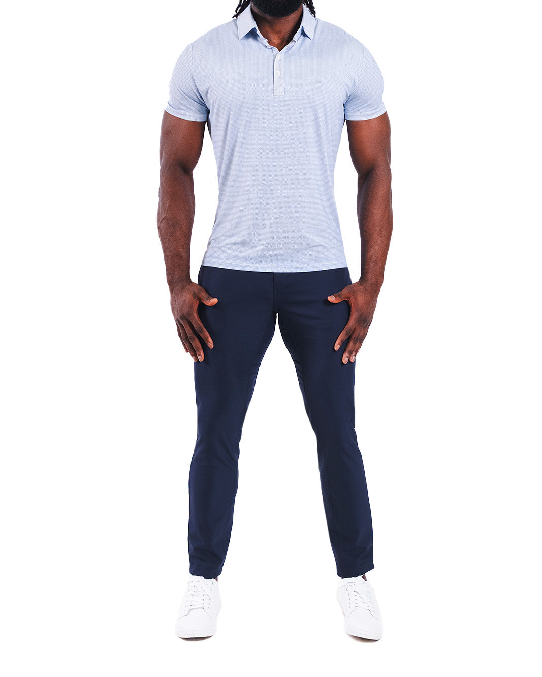 "The Royce" Geo Light Blue & White Diamond Polo