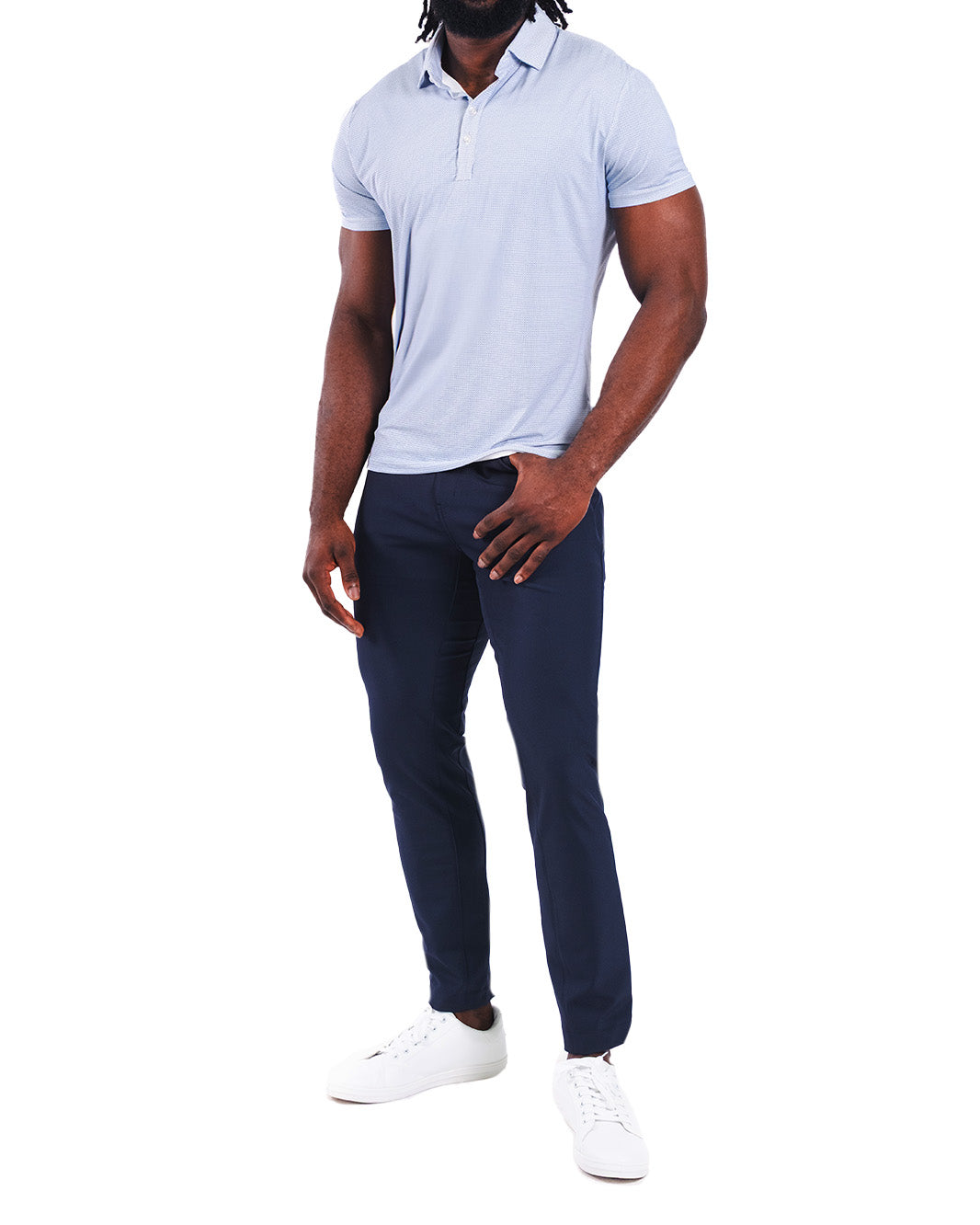 "The Royce" Geo Light Blue & White Diamond Polo