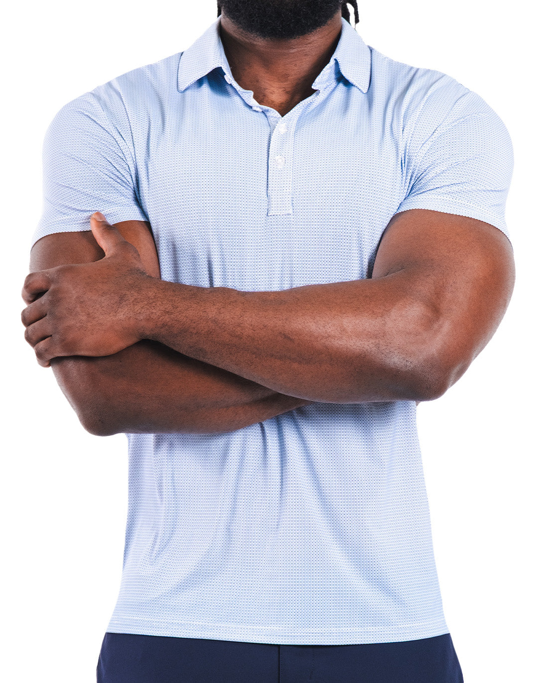 "The Royce" Geo Light Blue & White Diamond Polo