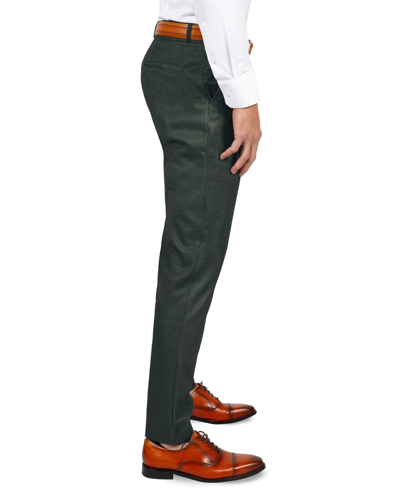 Athletic Fit Stretch Suit Pants - Deep Olive