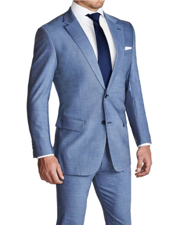 Athletic Fit Stretch Suit - Heathered Light Blue