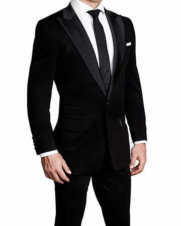 Athletic Fit Stretch Tuxedo - Black with Peak Lapel