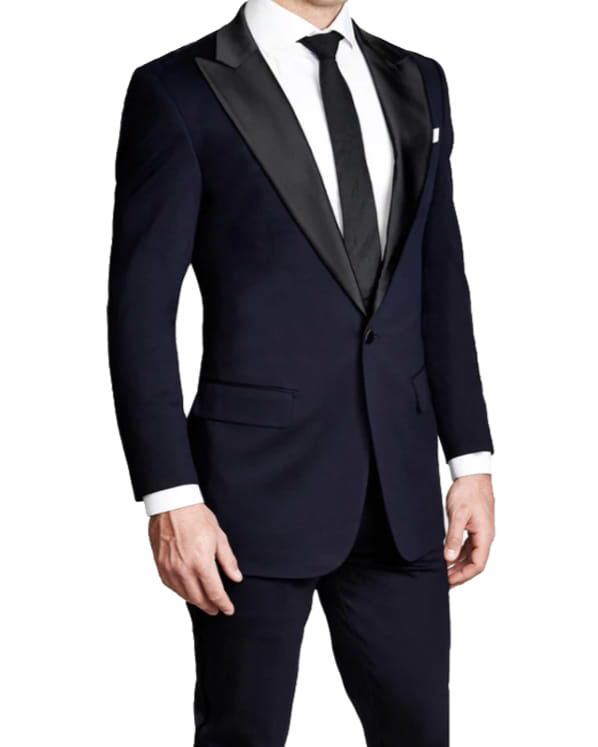 Athletic Fit Stretch Tuxedo - Navy with Peak Lapel