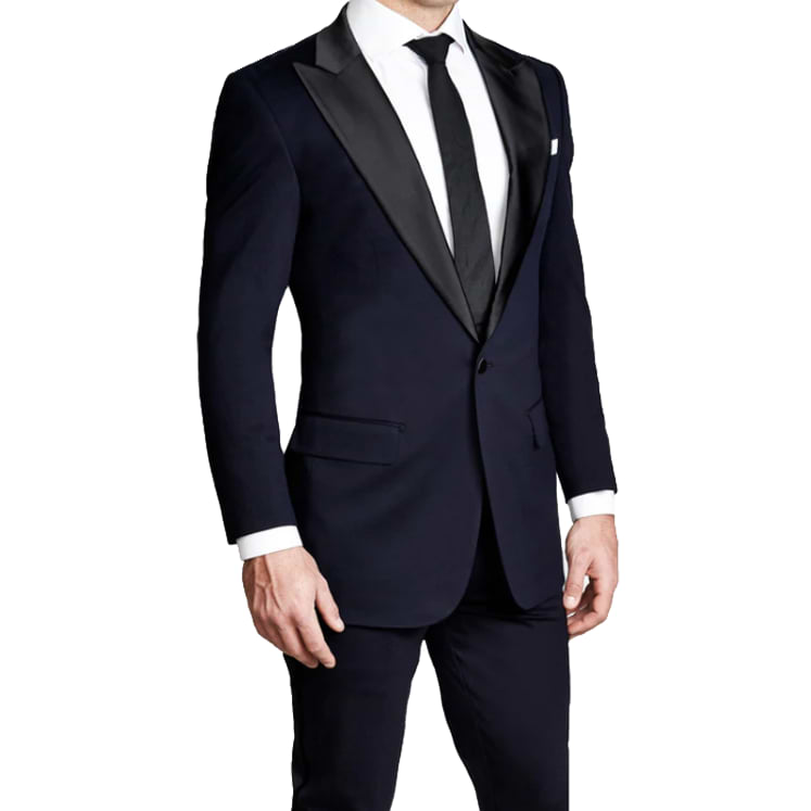 Athletic Fit Stretch Tuxedo - Navy with Peak Lapel