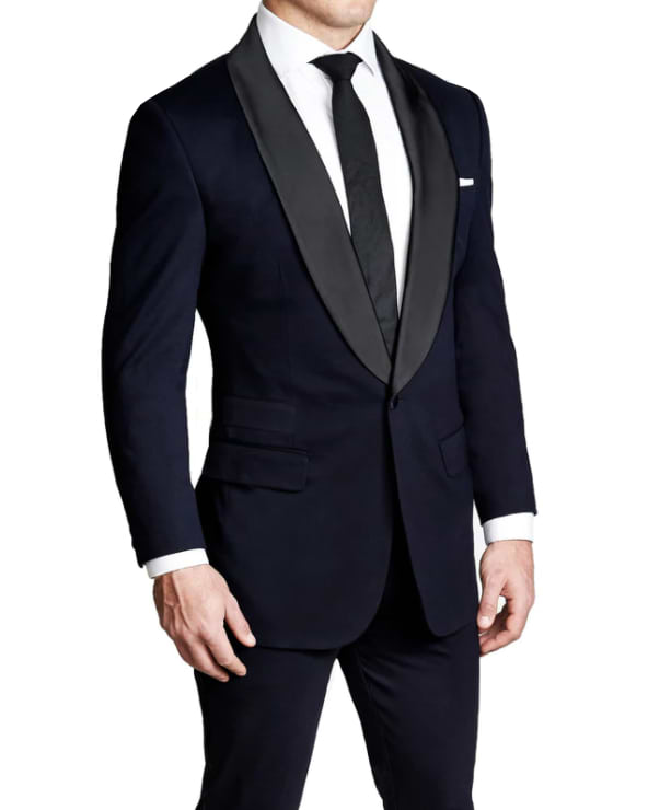 Athletic Fit Stretch Tuxedo - Navy with Shawl Lapel