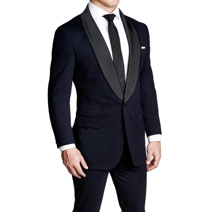 Athletic Fit Stretch Tuxedo - Navy with Shawl Lapel