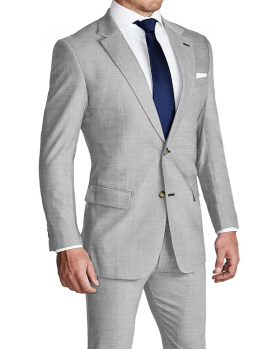 Athletic Fit Stretch Suit - Lightweight Heathered Light Grey
