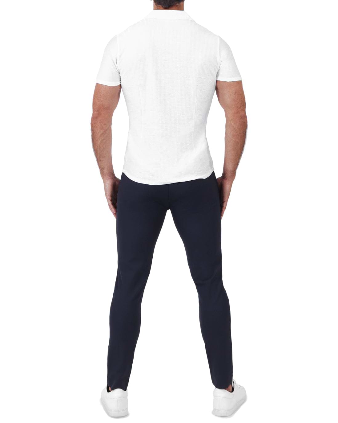 Seersucker Short Sleeve Button Down - White